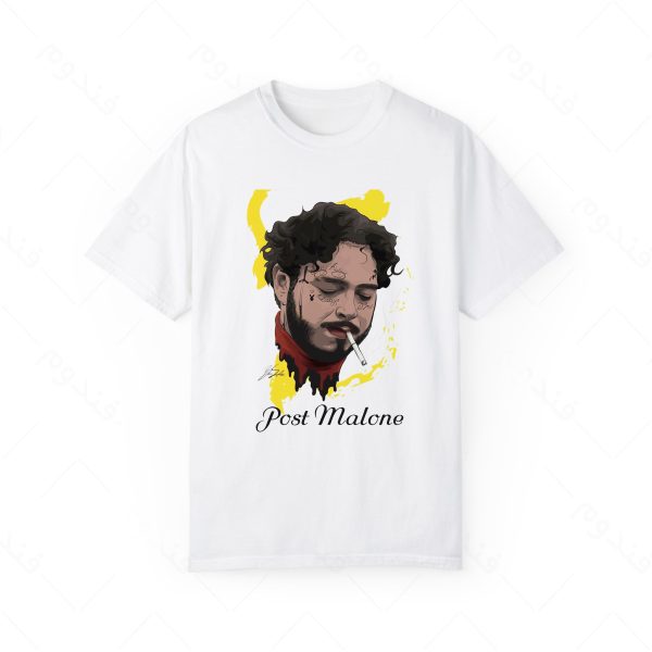 تیشرت سفید و ملانژ طرح POST MALONE کد01