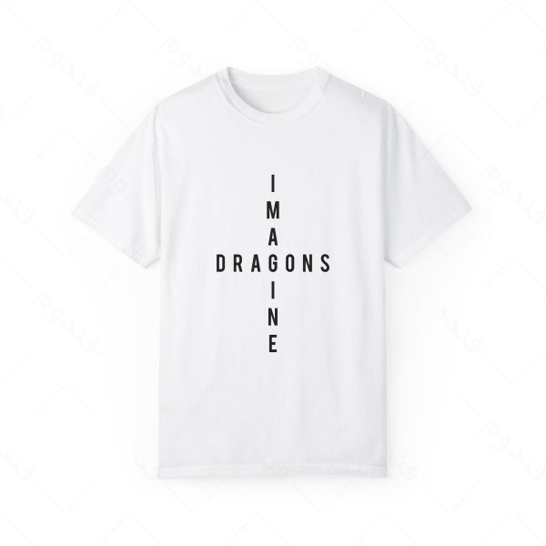 تیشرت سفید و ملانژ طرح IMAGINE DRAGONS کد02