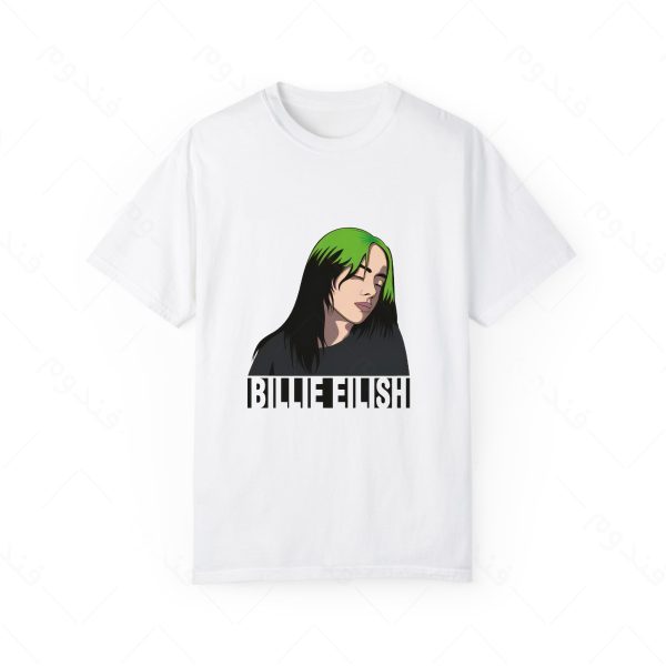 تیشرت سفید و ملانژ طرح BILLIE EILISH کد09