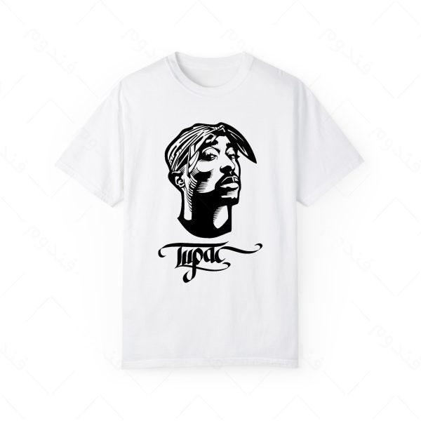 تیشرت سفید و ملانژ طرح TUPAC SHAKUR کد04