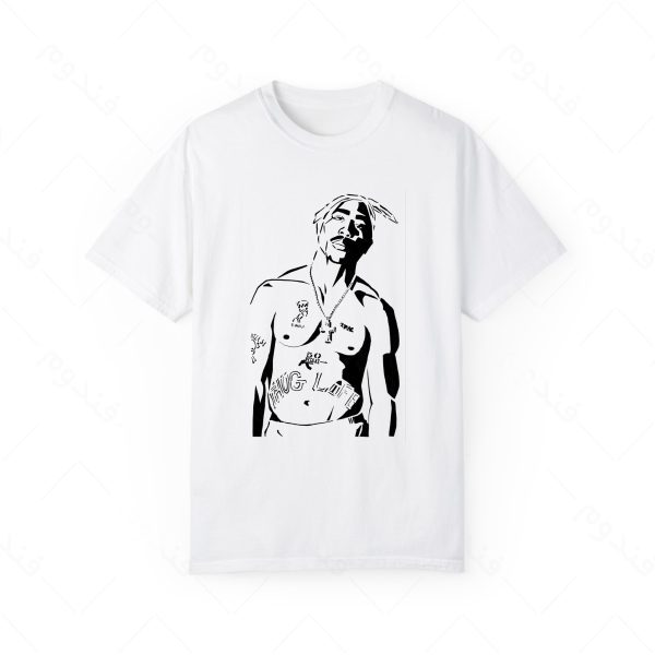 تیشرت سفید و ملانژ طرح TUPAC SHAKUR کد05