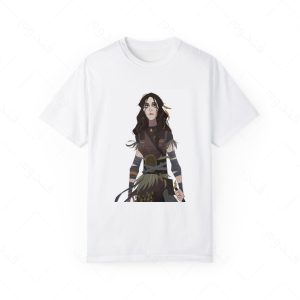 تیشرت سفید و ملانژ طرح بازی god of war کاراکتر FREYA