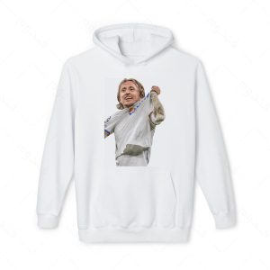 هودی سفید و ملانژ طرح لوکا مودریچ کد 008