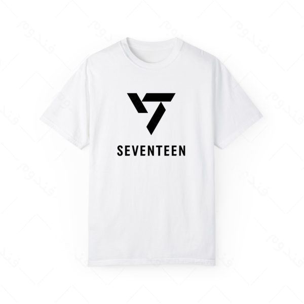 تیشرت سفید و ملانژ طرح گروه Seventeen کد07