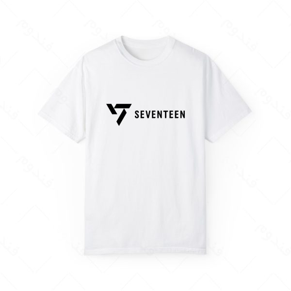 تیشرت سفید و ملانژ طرح گروه Seventeen کد11