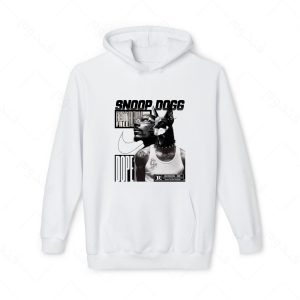 هودی سفید و ملانژ طرح Snoop Dogg کد01