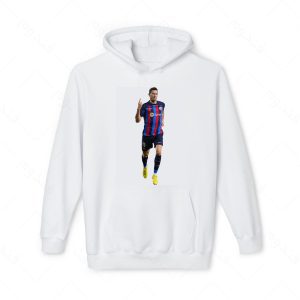 هودی سفید و ملانژ طرح لواندوفسکی کد 001