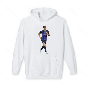 هودی سفید و ملانژ طرح لواندوفسکی کد 003