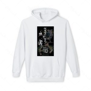 هودی سفید و ملانژ طرح نیمار کد 004