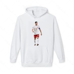 هودی سفید و ملانژ طرح لواندوفسکی کد 011