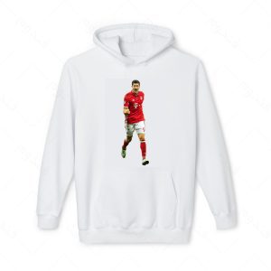 هودی سفید و ملانژ طرح لواندوفسکی کد 012