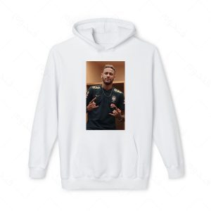 هودی سفید و ملانژ طرح نیمار کد 015