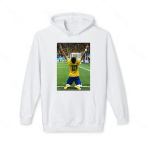 هودی سفید و ملانژ طرح نیمار کد 020