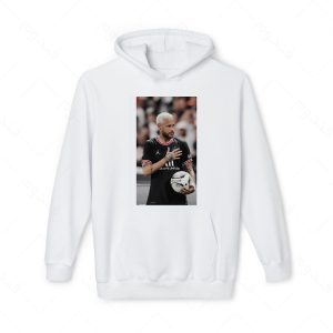 هودی سفید و ملانژ طرح نیمار کد 022