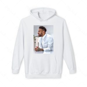 هودی سفید و ملانژ طرح نیمار کد 024