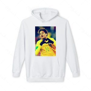 هودی سفید و ملانژ طرح نیمار کد 027