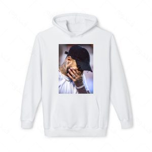 هودی سفید و ملانژ طرح نیمار کد 026